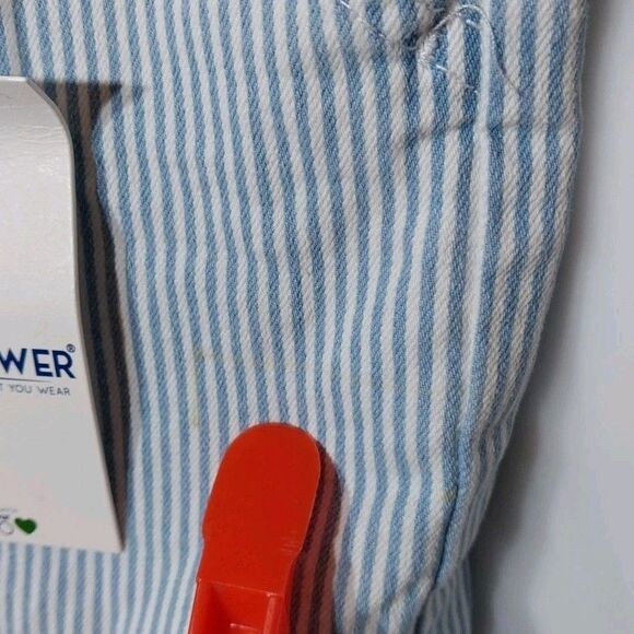 Wallflower Tomboy Fit Utility Shortalls Sz L Denim Pinstripes Cutoffs Romper - Picture 8 of 12